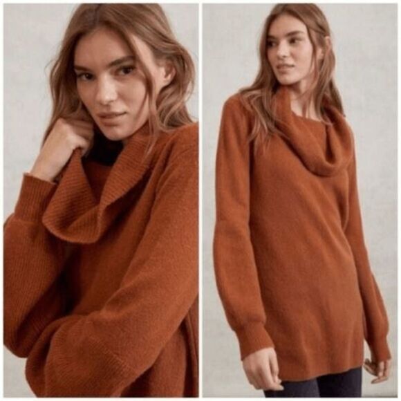 Anthropologie Cowl Neck Sweater Haven Wool Slouchy Yak Pumpkin size Small - Picture 1 of 8